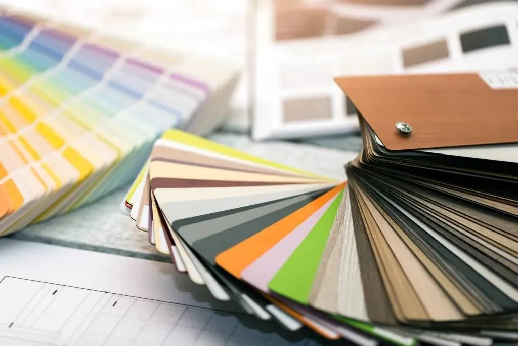 Interior design consultation materials and finish samples